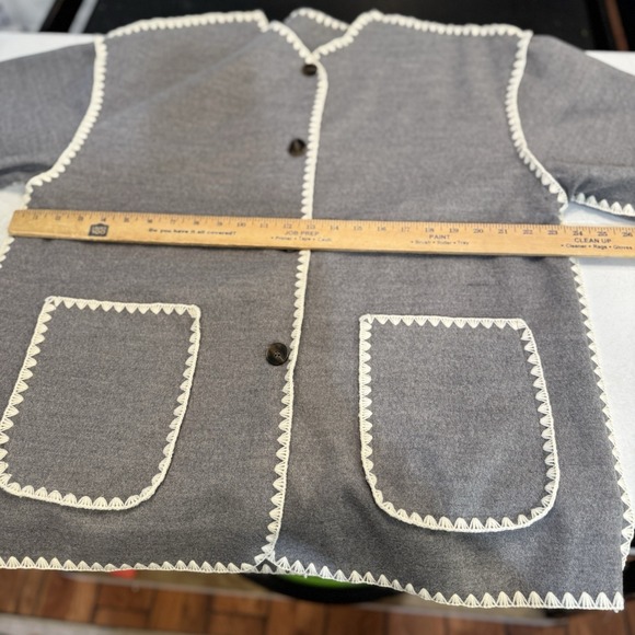 Commense Jacket Womens XXL Contrast Trim Grey Pockets Casual Elegant Long Sleeve - Picture 4 of 7